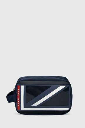 Kozmetička torbica Pepe Jeans Slider Bag boja: tamno plava - mornarsko plava. Kozmetička torbica iz kolekcije Pepe Jeans. Model izrađen od materijala s aplikacijom.