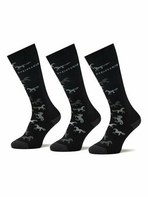 Set od 3 para unisex visokih čarapa Horka Riding Socks 145450-0000-0203 H Black/Grey