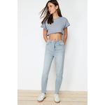 Trendyol Light Gray High Waist Slim Mom Jeans siva