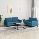 2-dijelni set sofa plavi baršunasti