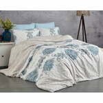 Plavo-bež pamučna posteljina za bračni krevet 200x200 cm Daisy – Mijolnir