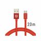 SWISSTEN kabel USB/microUSB, platneni, 3A, 2m, crveni