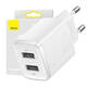 Kompaktni brzi punjač Baseus, 2x USB, 10,5 W (bijeli)