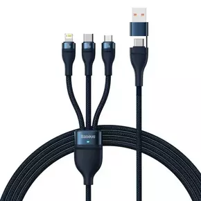 BASEUS USB kabel 3u1 Flash Series II USB A to Micro + Lightning 8-pin + Type C 100W 1.2m plavi