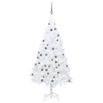 vidaXL Umjetno božićno drvce LED s kuglicama bijelo 150 cm PVC