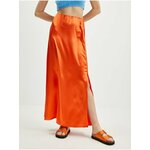 Orange ladies satin maxi skirt VILA Ella - Ladies narančasta, crvena