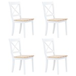 vidaXL Blagovaonske stolice od drva kaučukovca 4 kom bijelo-smeđe