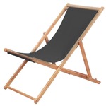 vidaXL Sklopiva ležaljka za plažu od tkanine s drvenim okvirom siva