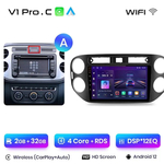 Android Auto auto radio za VW Volkswagen Tiguan 1 NF 2006-2016 - V1 Pro C (2GB 32GB)A - france