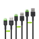 Green Cell KABGCSET01 Set 3x GC Ray USB-C Cable Crna 120 cm-200 cm-30 cm USB kabel