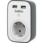 Belkin BSV103vf 1 prenaponska zaštita s 2 USB utičnice, bijela / siva