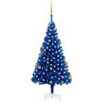 vidaXL Umjetno božićno drvce LED s kuglicama plavo 180 cm PVC