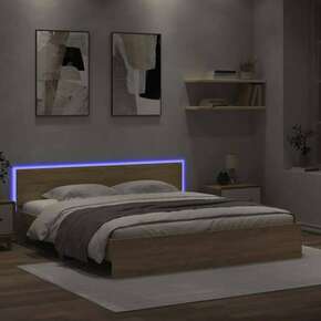 Okvir za krevet s uzglavljem i LED boja hrasta sonome 180x200cm