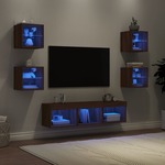 vidaXL 7-dijelni zidni TV elementi s LED svjetlima boja smeđeg hrasta