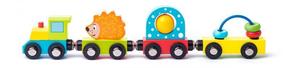 Woody vlak s ježom i igračkama
