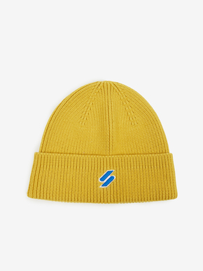 Pamučna kapa Superdry boja: žuta - zlatna. Kapa iz kolekcije Superdry. Model izrađen od glatke pletenine.