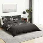 Set posteljine za poplun crni 135 x 200 cm pamučni