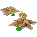 Teddy bear, plush, cuddly toy, blanket, studs, teether, rattle