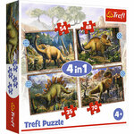 Zanimljivi dinosauri 4 u 1 puzzle - Trefl
