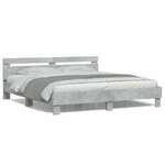 vidaXL Okvir za krevet s uzglavljem i LED siva boja betona 180x200 cm
