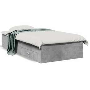 Okvir kreveta s ladicama siva boja betona 75x190 cm drveni