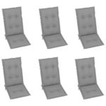 vidaXL Jastuci za vrtne stolice 6 kom sivi 120 x 50 x 7 cm