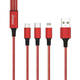 USB kabel Dudao TGL2 3u1 USB-C / Lightning / USB 2.4A, 1.2m (crveni)