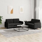 2-dijelni set sofa crni baršunasti