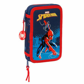 Dvostruka pernica Spider-Man Neon Mornarsko plava 12.5 x 19.5 x 4 cm (28 Dijelovi)