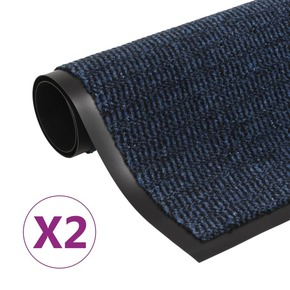vidaXL Otirači za prašinu 2 kom pravokutni čupavi 60 x 90 cm plavi