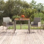 vidaXL Vrtni stol s drvenom pločom sivi 90 x 90 x 75 cm od poliratana