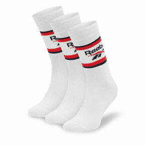 Set od 3 para unisex visokih čarapa Reebok R0369-SS24 (3-pack) Bijela