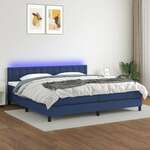 Krevet box spring s madracem LED plavi 200x200 cm od tkanine