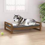 vidaXL Krevet za pse smeđi boja meda 105,5x75,5x28 cm masivne borovine