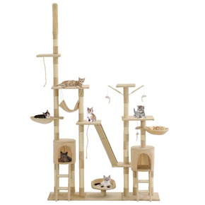 VidaXL Penjalica za mačke sa stupovima za grebanje od sisala 230 - 250 cm bež