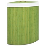 vidaXL Kutna košara za rublje od bambusa zelena 60 L