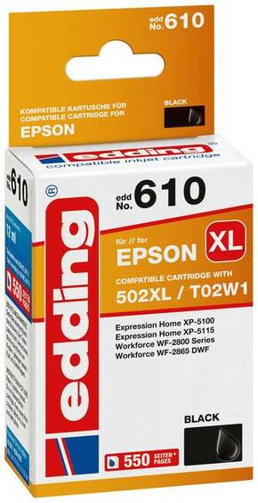 Edding patrona tinte zamijenjen Epson 502XL / T02W1 kompatibilan pojedinačno crn EDD-610 18-610
