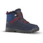 Cipele za planinarenje SH500 vodootporne tople kožne na vezice dječje veličine 35-38 tamnoplave