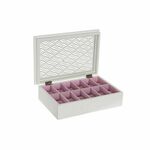 Box for watches DKD Home Decor 29 x 20 x 9 cm Crystal White Light Pink MDF Wood