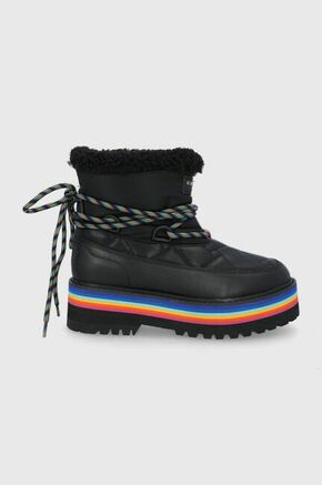 Čizme za snijeg Kurt Geiger London Toronto Rainbow boja: crna - crna. Čizme za snijeg iz kolekcije Kurt Geiger London. Model izrađen od kombinirane brušene kože