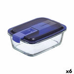Hermetička Kutija za Ručak Luminarc Easy Box Plava Staklo (6 kom.) (820 ml) , 3546 g