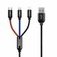 Baseus 3u1 kabel USB-C / Lightning / Micro 3,5A 0,3m (crni)
