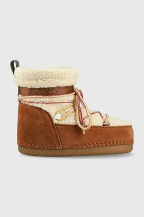 Čizme za snijeg MICHAEL Michael Kors Zelda boja: smeđa - smeđa. Čizme za snijeg iz kolekcije MICHAEL Michael Kors. Model izrađen od kombinacije brušene kože i tekstilnog materijala.