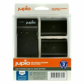 Jupio KIT 2x Battery DMW-BLF19E 1860mAh + USB Single Charger komplet punjač i dvije baterije za Panasonic Lumix DMC-GH5S