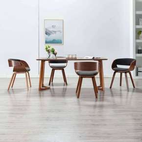 Blagovaonske stolice od savijenog drva i tkanine 4 kom sive