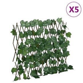 VidaXL Proširiva rešetka od lažnog lišća grožđa zelena 5 kom 190x60 cm
