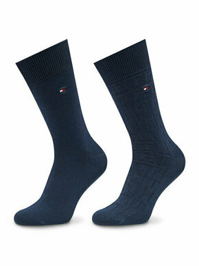 Set od 2 para muških visokih čarapa Tommy Hilfiger 701222634 Navy 002