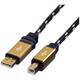 Roline USB kabel USB 2.0 USB-A utikač, USB-B utikač 3.00 m crna, zlatna dvostruko zaštićen, pozlaćeni kontakti 11.02.8803