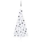 vidaXL Umjetna polovica božićnog drvca LED s kuglicama bijela 240 cm