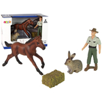 Set of Animal Figurines Horse Hare Farmer